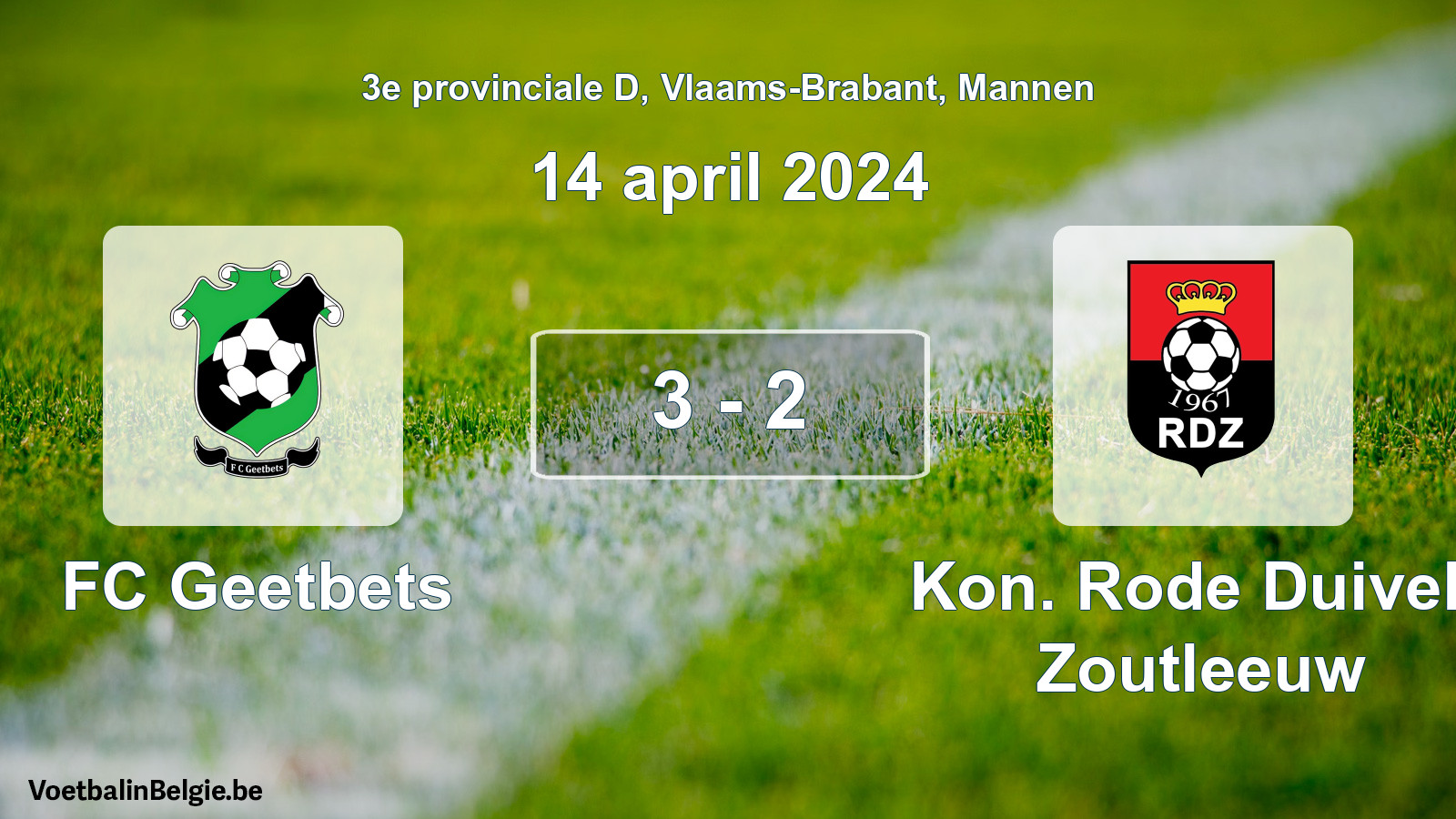 Gespeelde wedstrijd mannenvoetbal: FC Geetbets - Kon. Rode Duivels Zoutleeuw 3 - 2 (14 april 2024)