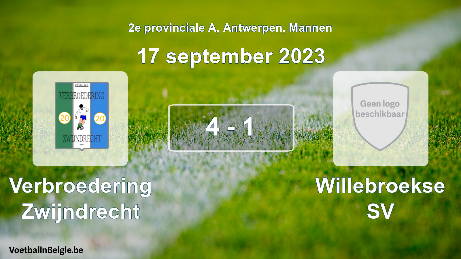 Gespeelde wedstrijd mannenvoetbal: Verbroedering Zwijndrecht - Willebroekse SV 4 - 1 (17 september 2023)