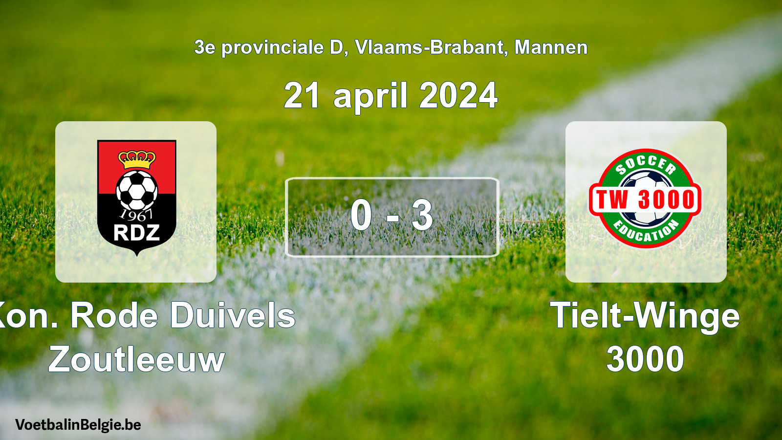 Gespeelde wedstrijd mannenvoetbal: Kon. Rode Duivels Zoutleeuw - Tielt-Winge 3000 0 - 3 (21 april 2024)