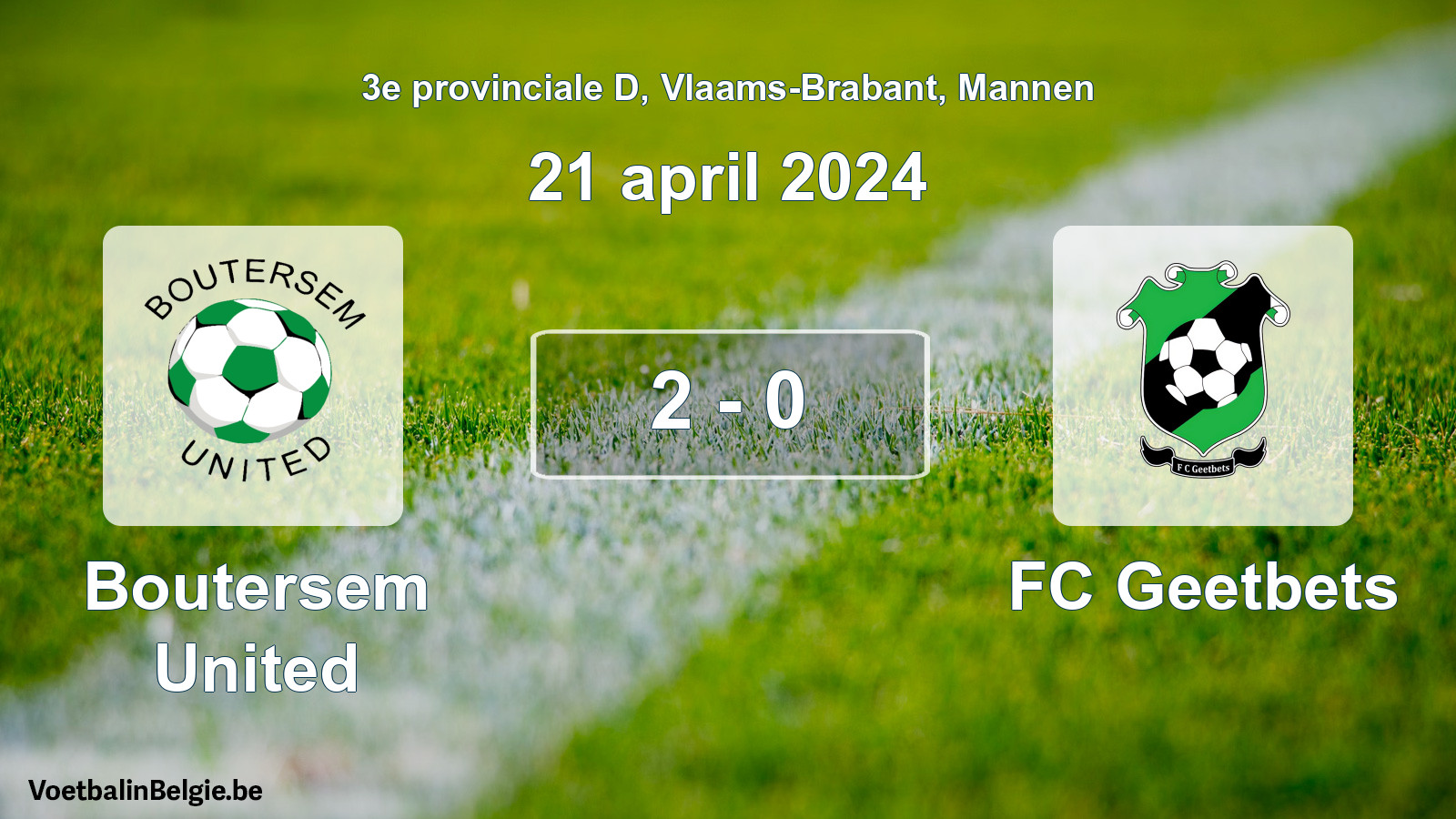 Gespeelde wedstrijd mannenvoetbal: Boutersem United - FC Geetbets 2 - 0 (21 april 2024)