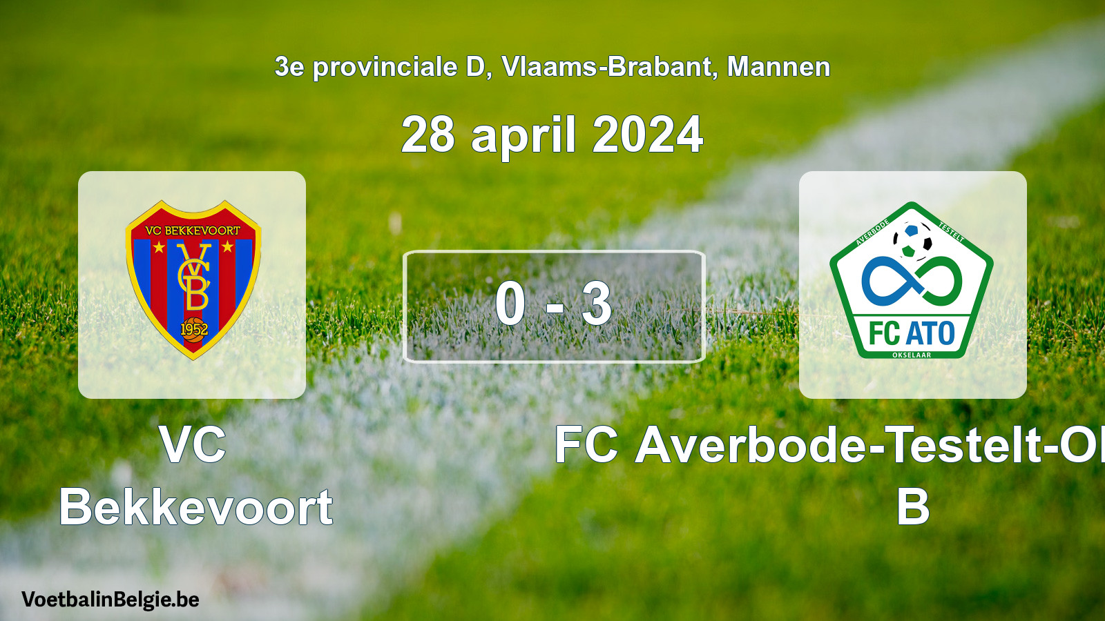 Gespeelde wedstrijd mannenvoetbal: VC Bekkevoort - FC Averbode-Testelt-Okselaar B 0 - 3 (28 april 2024)