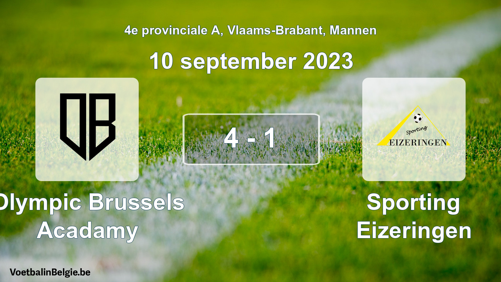 Gespeelde wedstrijd mannenvoetbal: Olympic Brussels Acadamy - Sporting Eizeringen 4 - 1 (10 september 2023)