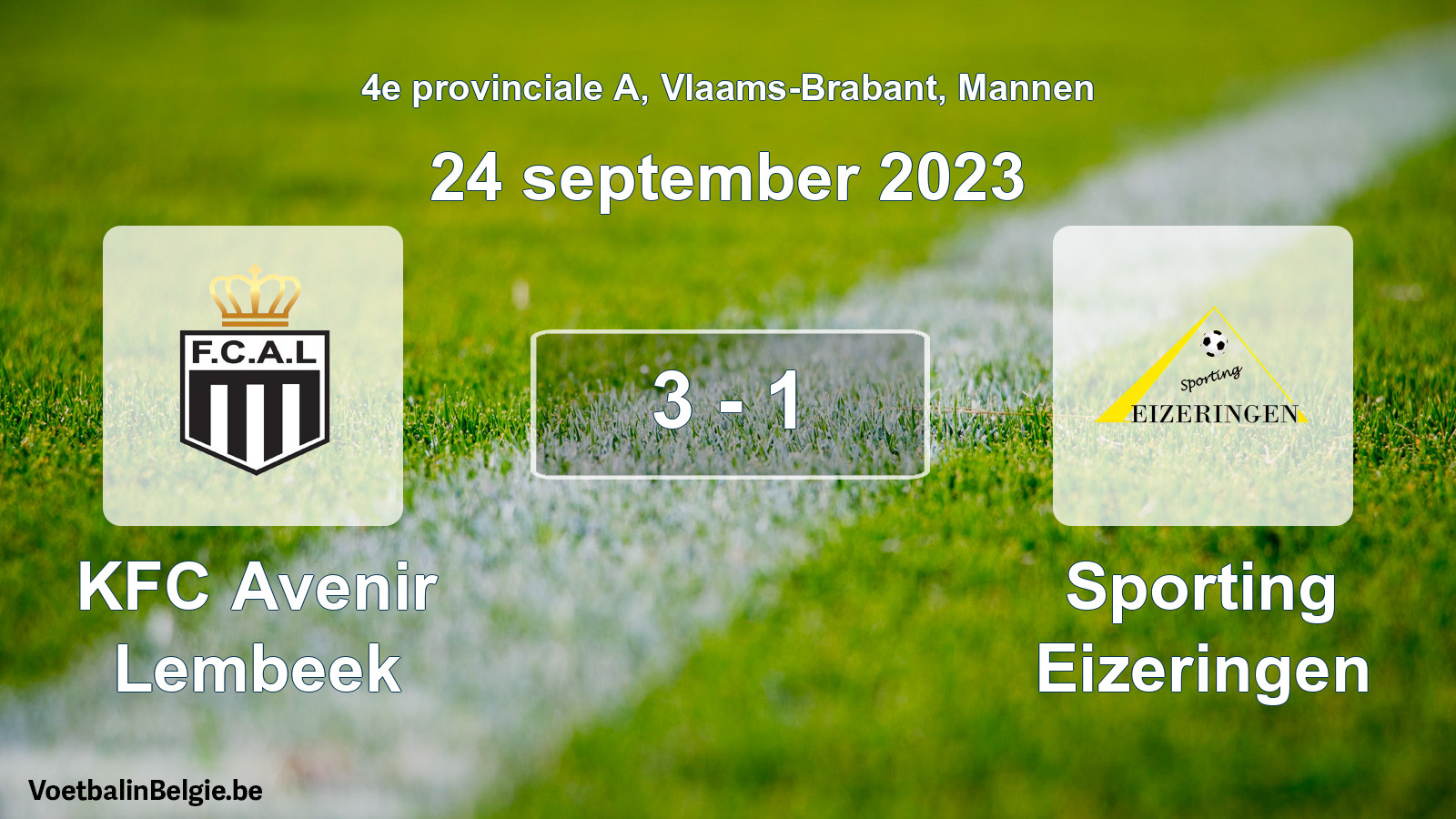 Played match men football: KFC Avenir Lembeek - Sporting Eizeringen 3 - 1 (24 September 2023)