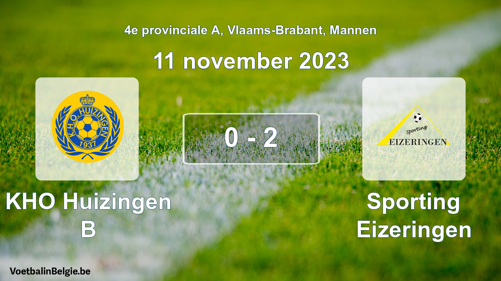 Gespeelde wedstrijd mannenvoetbal: KHO Huizingen B - Sporting Eizeringen 0 - 2 (11 november 2023)