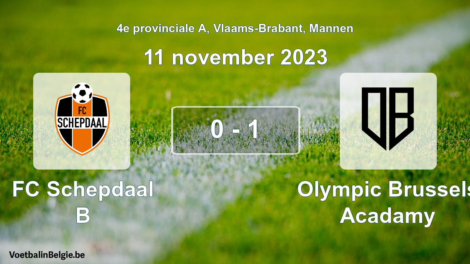 Gespeelde wedstrijd mannenvoetbal: FC Schepdaal B - Olympic Brussels Acadamy 0 - 1 (11 november 2023)