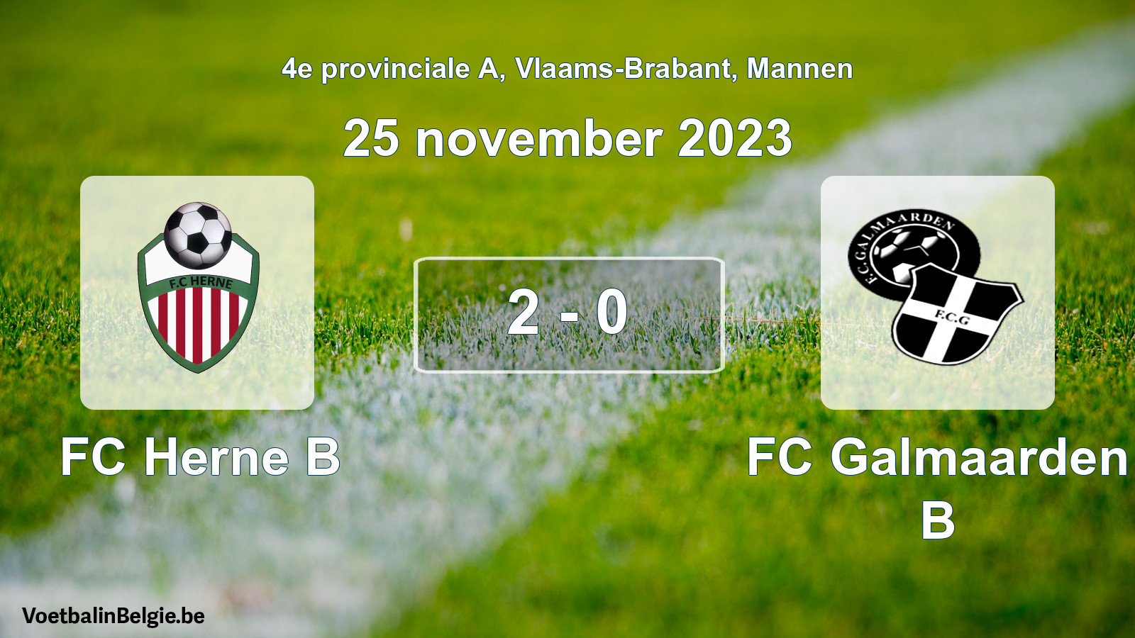 Gespeelde wedstrijd mannenvoetbal: FC Herne B - FC Galmaarden B 2 - 0 (25 november 2023)