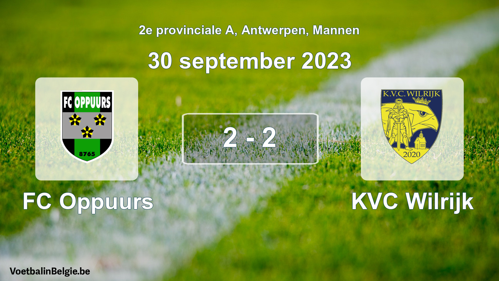 Gespeelde wedstrijd mannenvoetbal: FC Oppuurs - KVC Wilrijk 2 - 2 (30 september 2023)