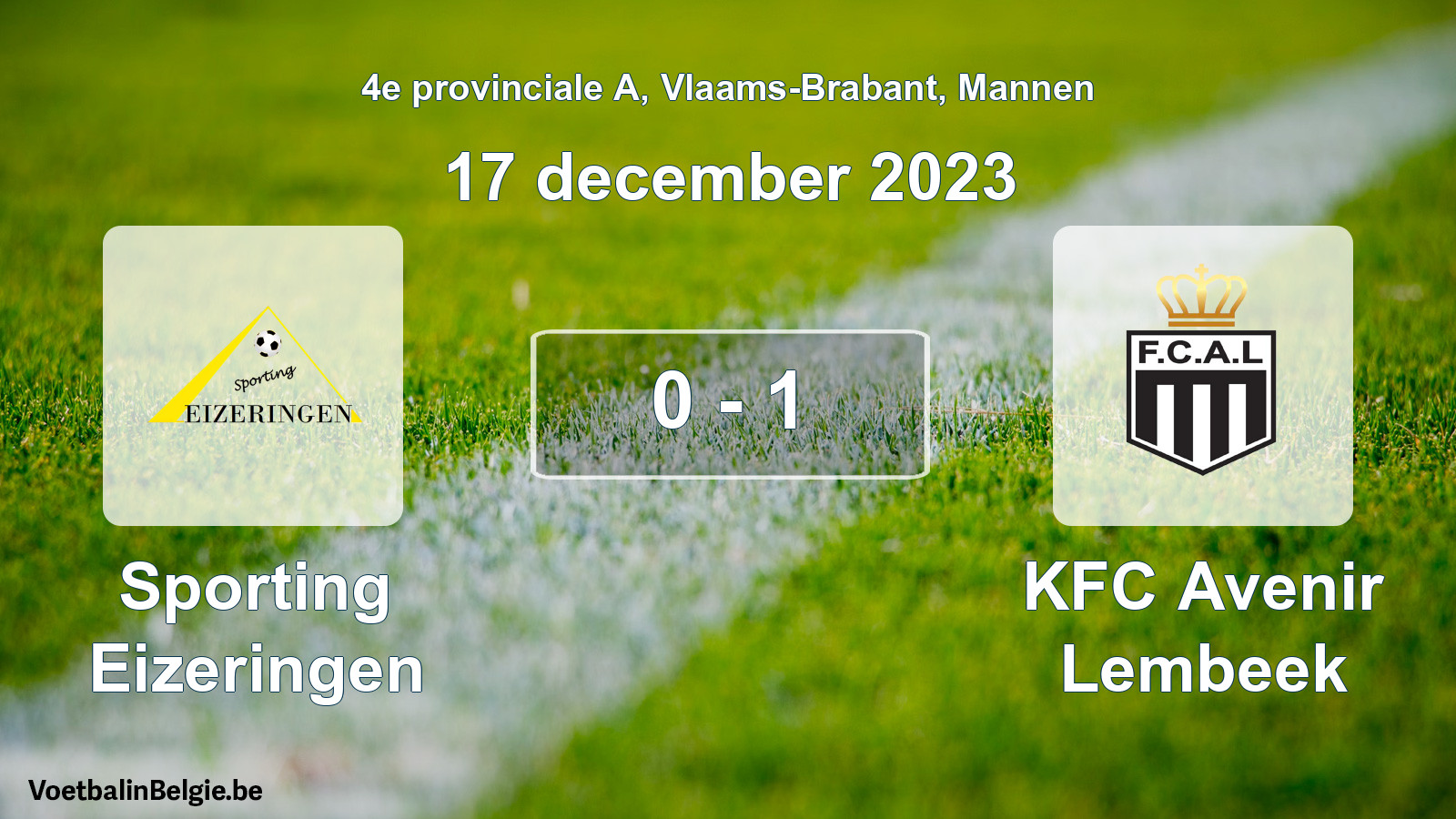 Gespeelde wedstrijd mannenvoetbal: Sporting Eizeringen - KFC Avenir Lembeek 0 - 1 (17 december 2023)