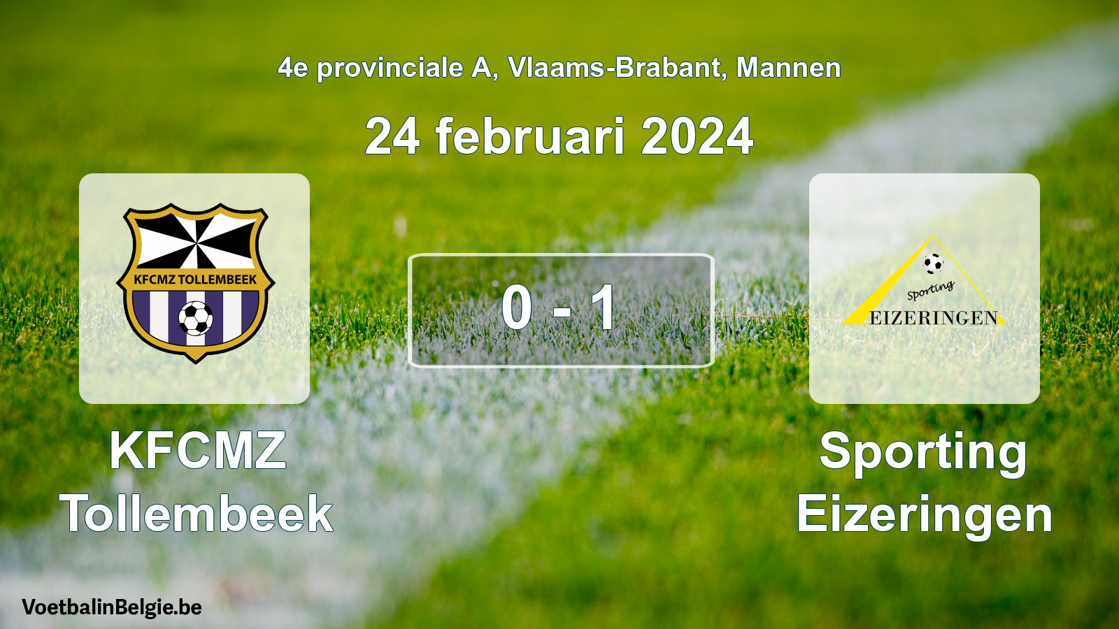 Gespeelde wedstrijd mannenvoetbal: KFCMZ Tollembeek - Sporting Eizeringen 0 - 1 (24 februari 2024)