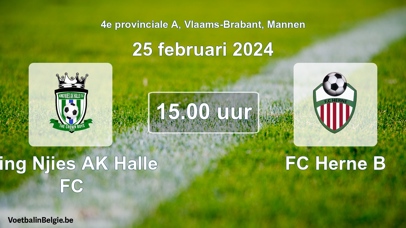 Match prévu football hommes: King Njies AK Halle FC - FC Herne B (25 février 2024)