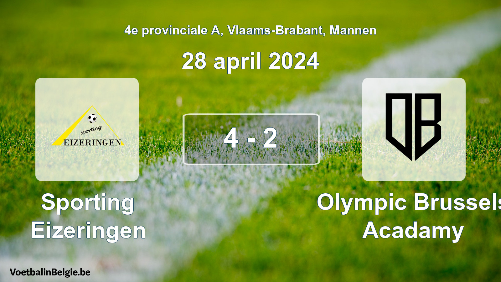 Gespeelde wedstrijd mannenvoetbal: Sporting Eizeringen - Olympic Brussels Acadamy 4 - 2 (28 april 2024)