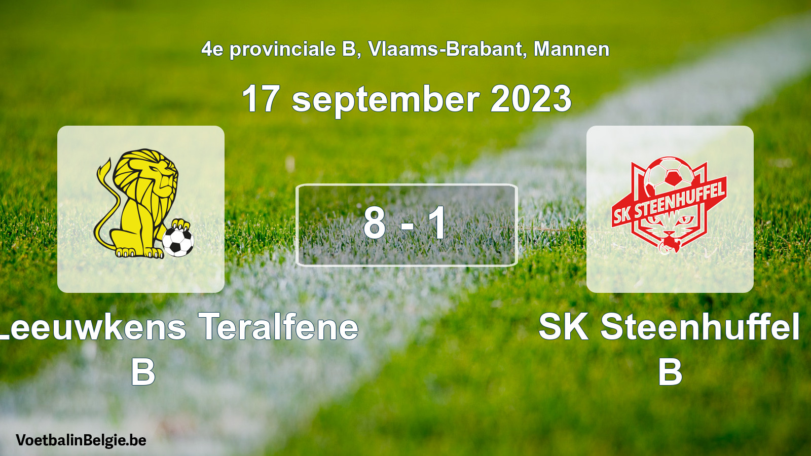 Gespeelde wedstrijd mannenvoetbal: VC Leeuwkens Teralfene B - SK Steenhuffel B 8 - 1 (17 september 2023)