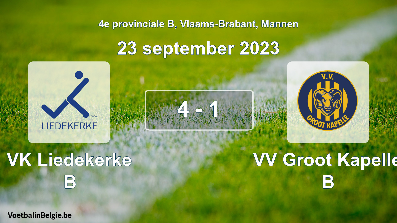 Played match men football: VK Liedekerke B - VV Groot Kapelle B 4 - 1 (23 September 2023)