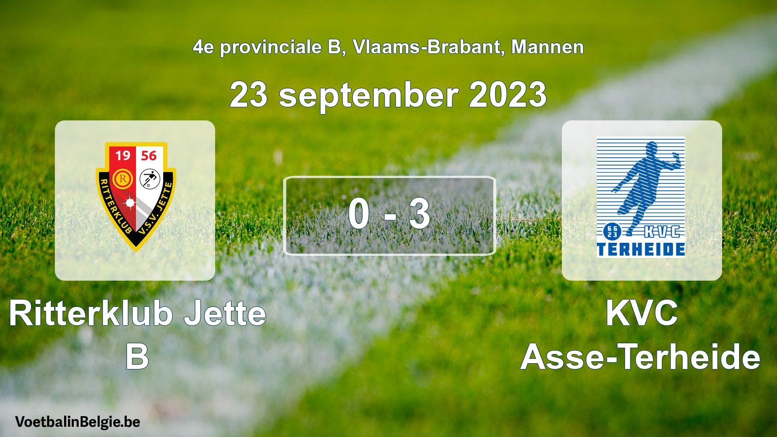 Gespeelde wedstrijd mannenvoetbal: Ritterklub Jette B - KVC Asse-Terheide 0 - 3 (23 september 2023)
