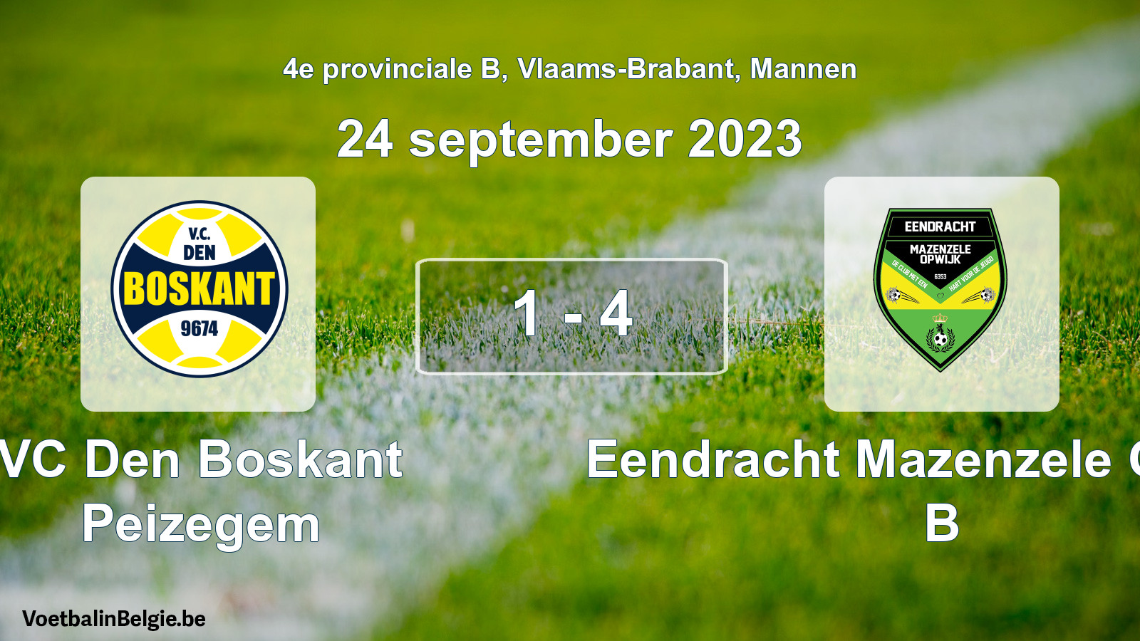Gespeelde wedstrijd mannenvoetbal: VC Den Boskant Peizegem - Eendracht Mazenzele Opwijk B 1 - 4 (24 september 2023)