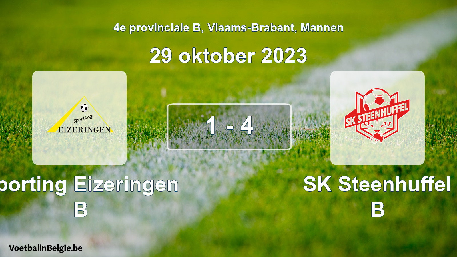 Gespeelde wedstrijd mannenvoetbal: Sporting Eizeringen B - SK Steenhuffel B 1 - 4 (29 oktober 2023)