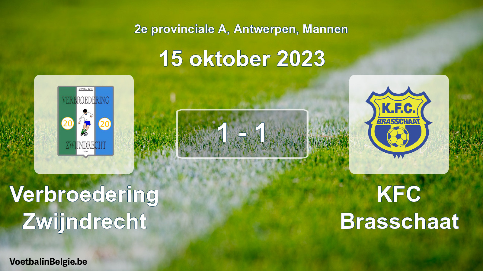 Gespeelde wedstrijd mannenvoetbal: Verbroedering Zwijndrecht - KFC Brasschaat 1 - 1 (15 oktober 2023)