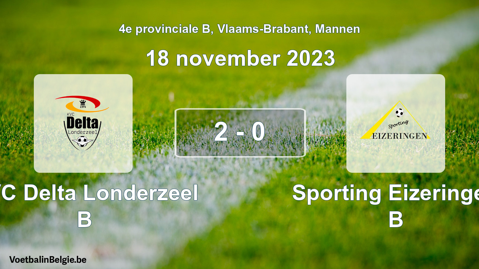 Gespeelde wedstrijd mannenvoetbal: KVC Delta Londerzeel B - Sporting Eizeringen B 2 - 0 (18 november 2023)
