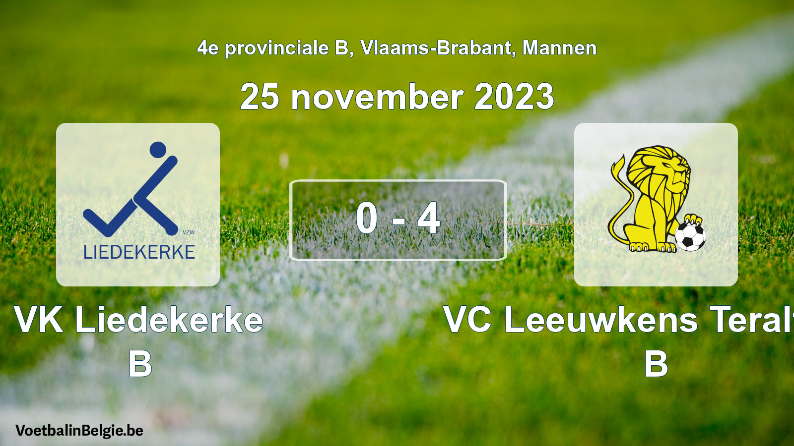 Gespeelde wedstrijd mannenvoetbal: VK Liedekerke B - VC Leeuwkens Teralfene B 0 - 4 (25 november 2023)