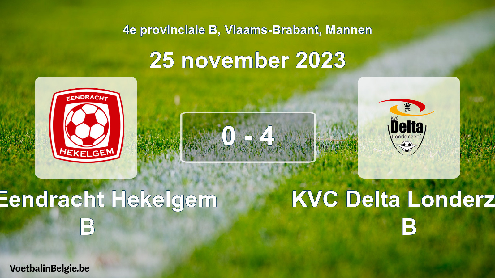 Gespeelde wedstrijd mannenvoetbal: FC Eendracht Hekelgem B - KVC Delta Londerzeel B 0 - 4 (25 november 2023)