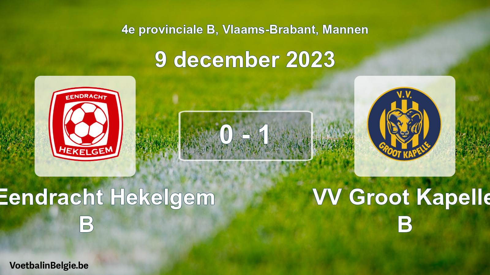 Gespeelde wedstrijd mannenvoetbal: FC Eendracht Hekelgem B - VV Groot Kapelle B 0 - 1 (9 december 2023)