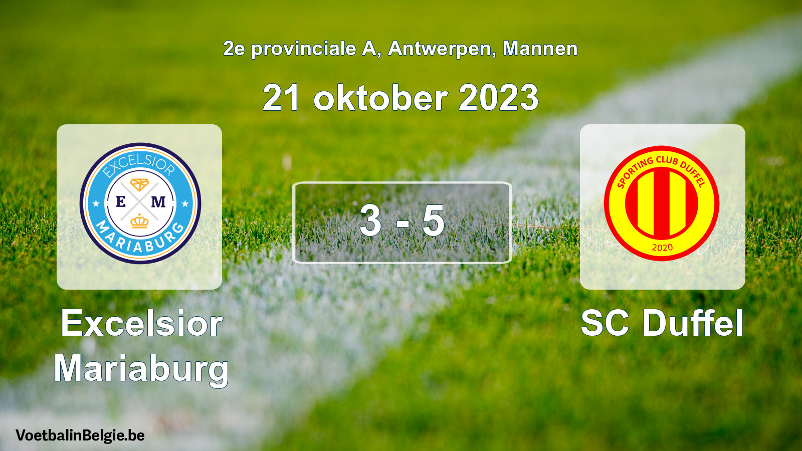 Gespeelde wedstrijd mannenvoetbal: Excelsior Mariaburg - SC Duffel 3 - 5 (21 oktober 2023)