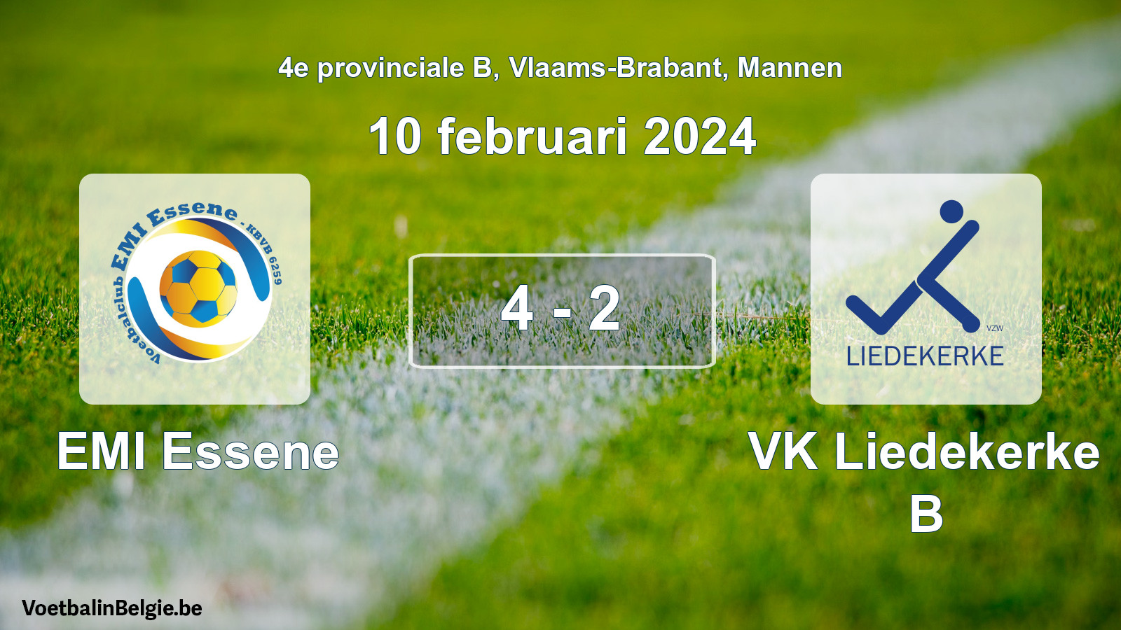 Played match men football: EMI Essene - VK Liedekerke B 4 - 2 (10 February 2024)