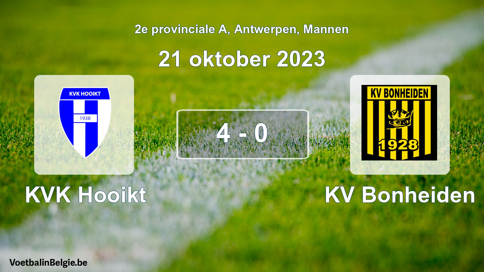 Played match men football: KVK Hooikt - KV Bonheiden 4 - 0 (21 October 2023)