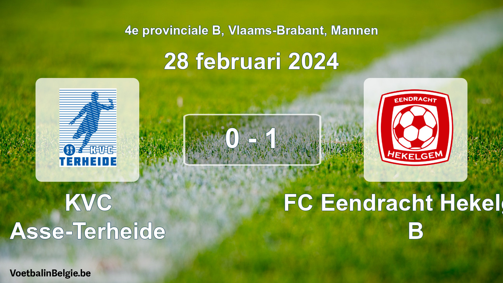 Gespeelde wedstrijd mannenvoetbal: KVC Asse-Terheide - FC Eendracht Hekelgem B 0 - 1 (28 februari 2024)