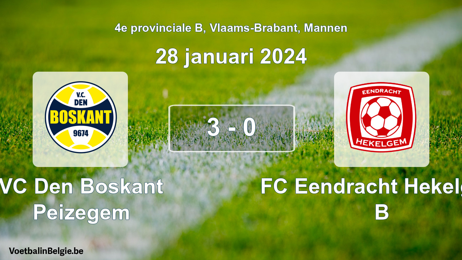 Played match men football: VC Den Boskant Peizegem - FC Eendracht Hekelgem B 3 - 0 (28 January 2024)