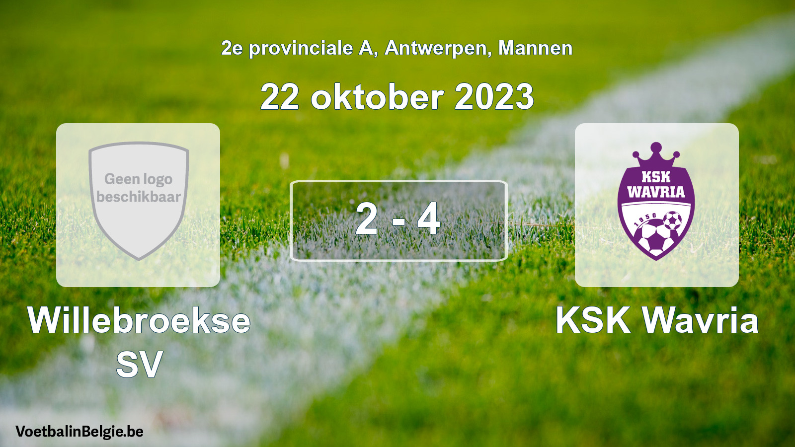 Gespeelde wedstrijd mannenvoetbal: Willebroekse SV - KSK Wavria 2 - 4 (22 oktober 2023)