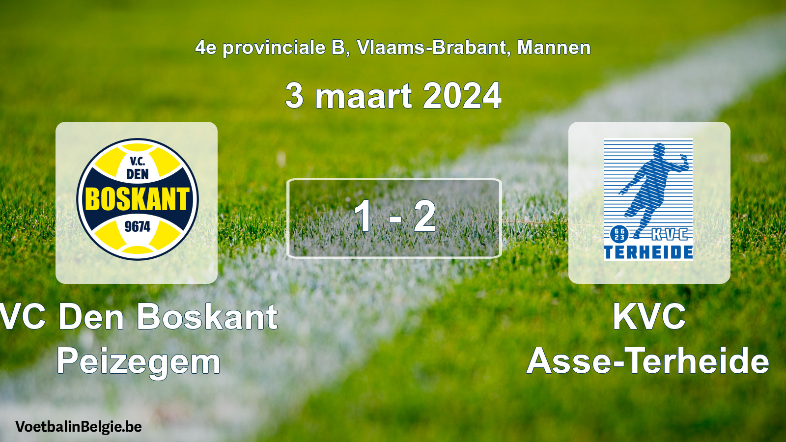 Gespeelde wedstrijd mannenvoetbal: VC Den Boskant Peizegem - KVC Asse-Terheide 1 - 2 (3 maart 2024)