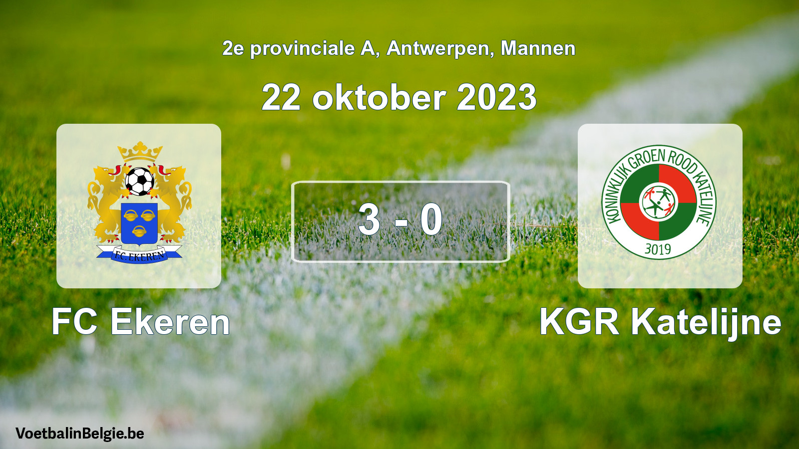 Gespeelde wedstrijd mannenvoetbal: FC Ekeren - KGR Katelijne 3 - 0 (22 oktober 2023)