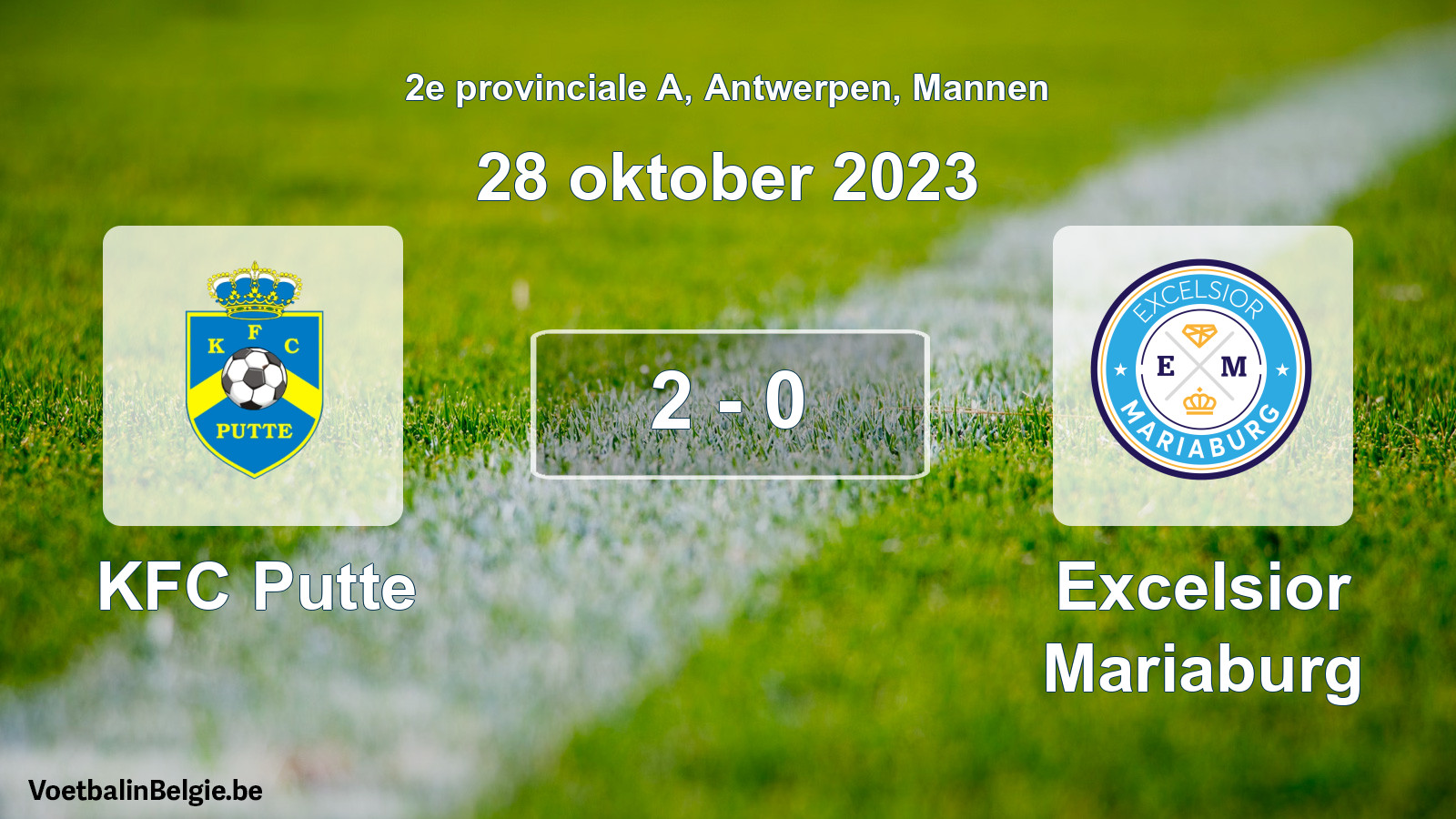 Gespeelde wedstrijd mannenvoetbal: KFC Putte - Excelsior Mariaburg 2 - 0 (28 oktober 2023)
