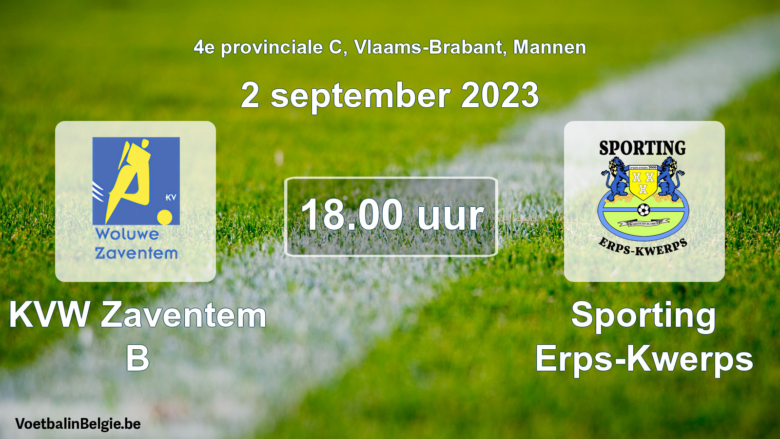 Scheduled match men football: KVW Zaventem B - Sporting Erps-Kwerps (2 September 2023)