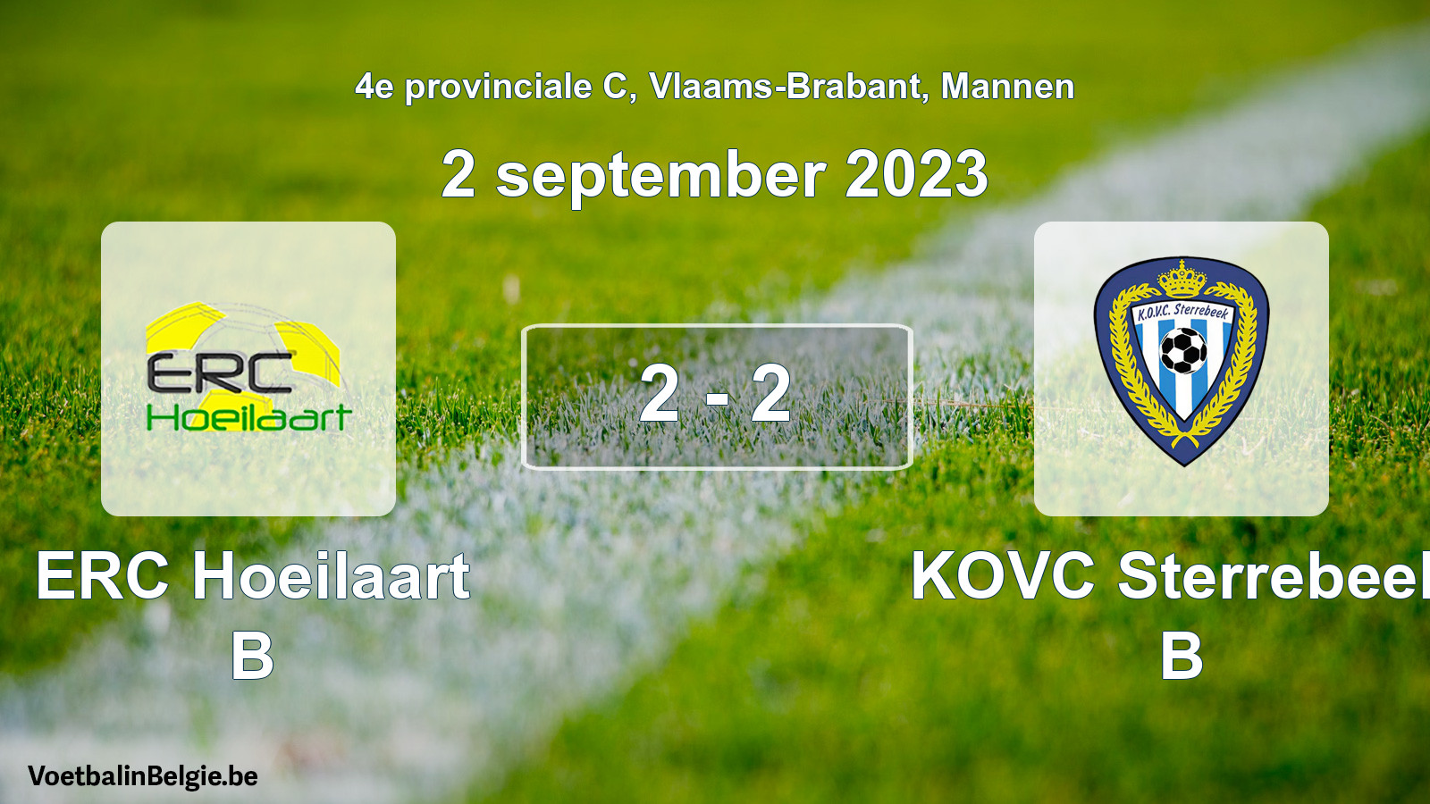 Gespeelde wedstrijd mannenvoetbal: ERC Hoeilaart B - KOVC Sterrebeek B 2 - 2 (2 september 2023)