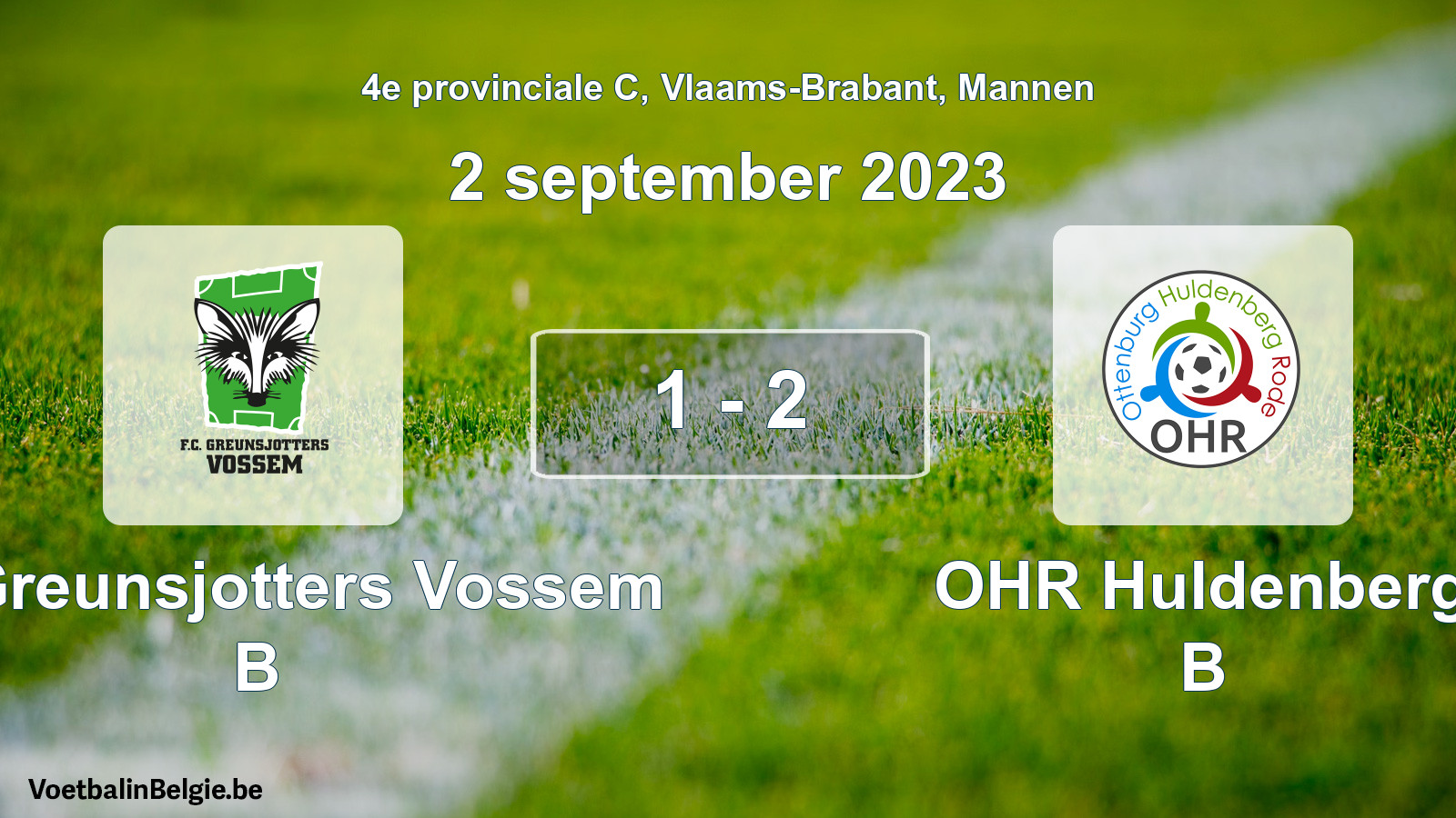 Gespeelde wedstrijd mannenvoetbal: FC Greunsjotters Vossem B - OHR Huldenberg B 1 - 2 (2 september 2023)