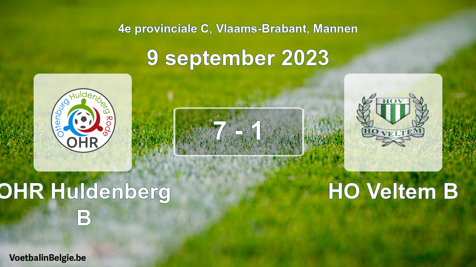 Gespeelde wedstrijd mannenvoetbal: OHR Huldenberg B - HO Veltem B 7 - 1 (9 september 2023)