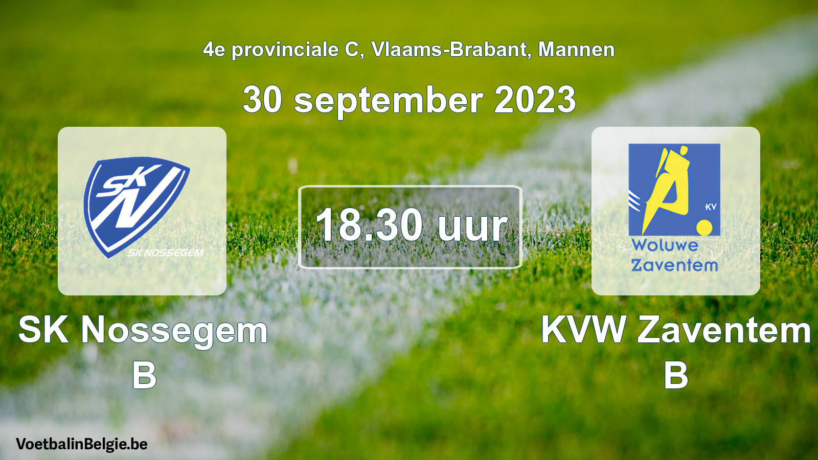 Geplande wedstrijd mannenvoetbal: SK Nossegem B - KVW Zaventem B (30 september 2023)