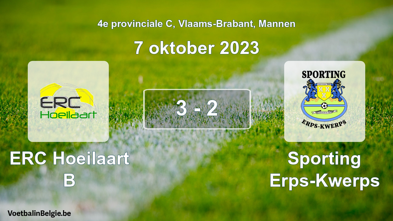 Gespeelde wedstrijd mannenvoetbal: ERC Hoeilaart B - Sporting Erps-Kwerps 3 - 2 (7 oktober 2023)