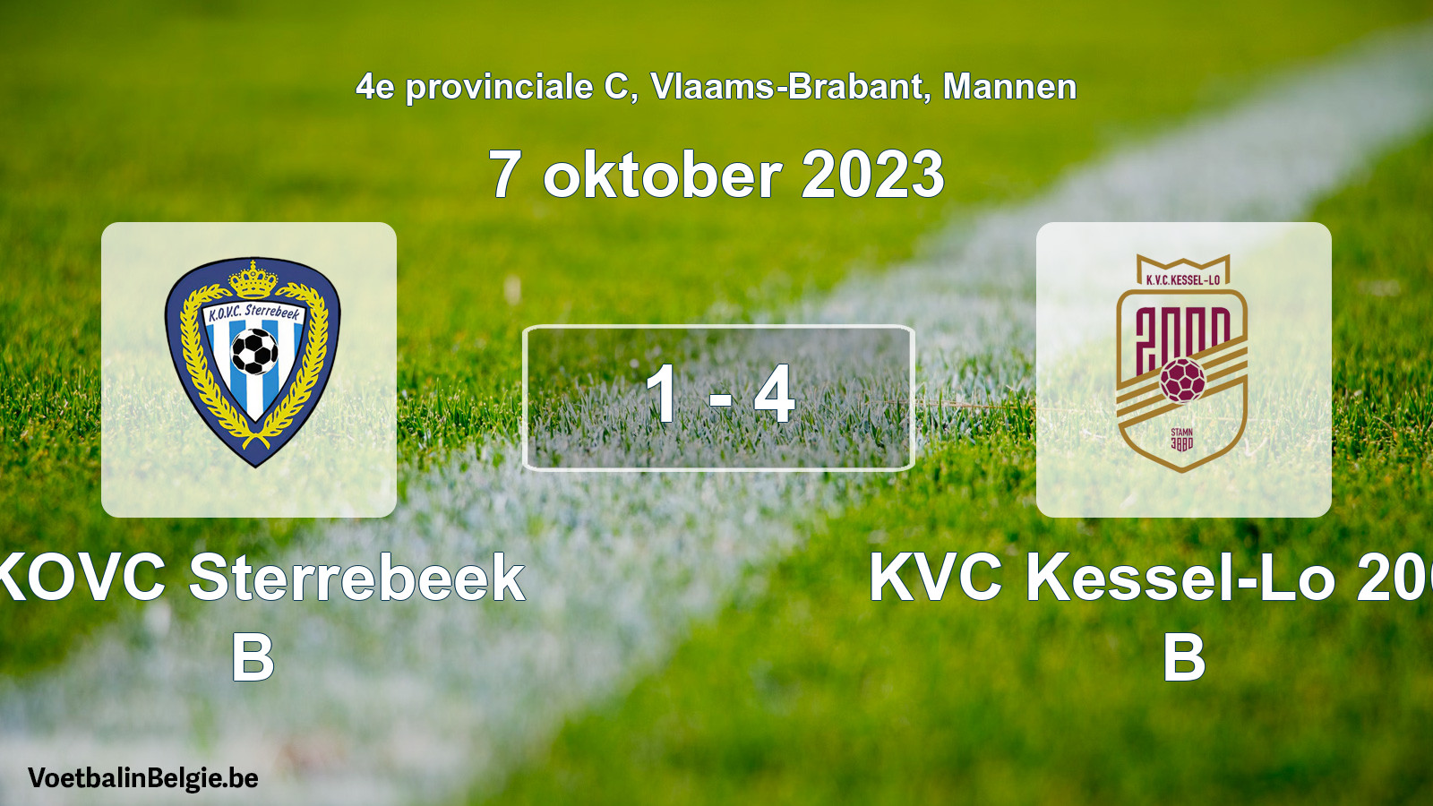 Gespeelde wedstrijd mannenvoetbal: KOVC Sterrebeek B - KVC Kessel-Lo 2000 B 1 - 4 (7 oktober 2023)