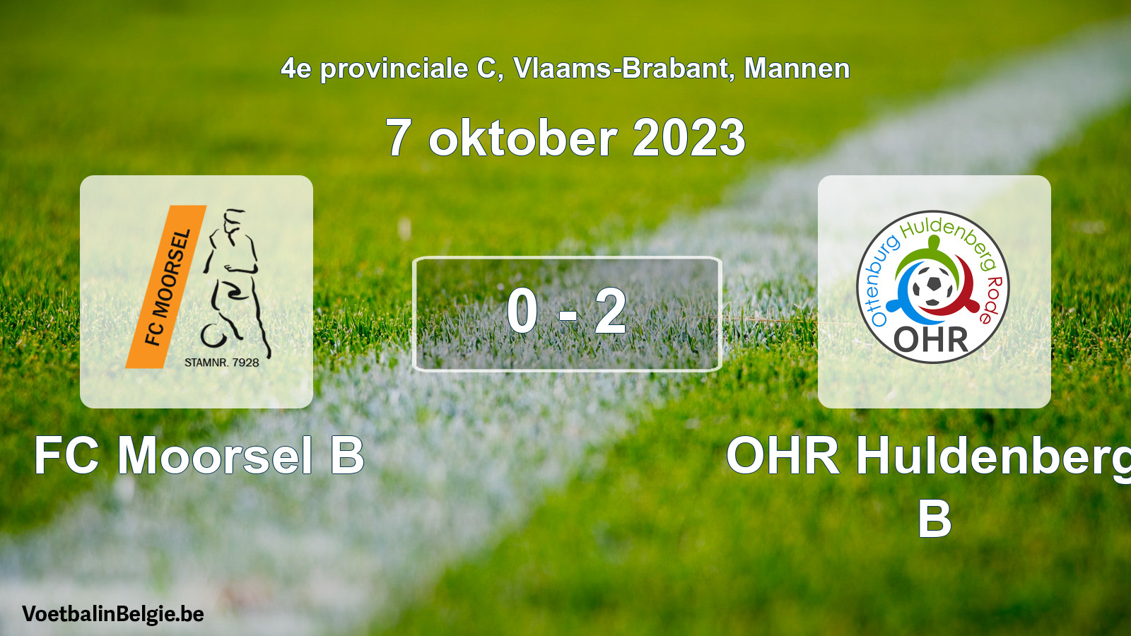 Gespeelde wedstrijd mannenvoetbal: FC Moorsel B - OHR Huldenberg B 0 - 2 (7 oktober 2023)