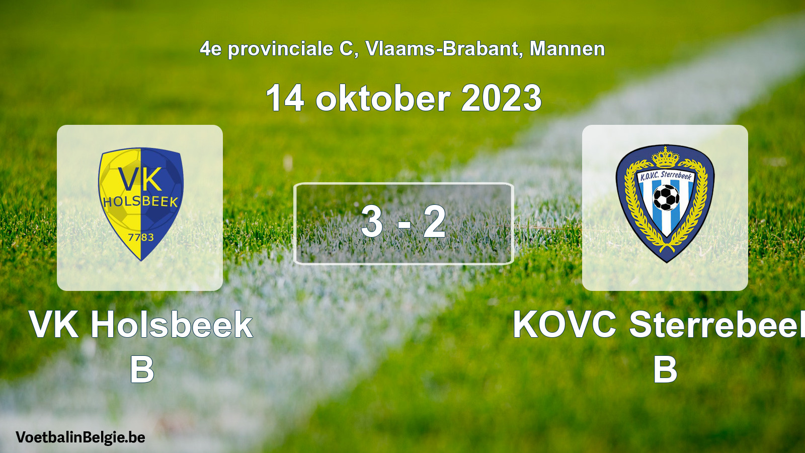 Gespeelde wedstrijd mannenvoetbal: VK Holsbeek B - KOVC Sterrebeek B 3 - 2 (14 oktober 2023)