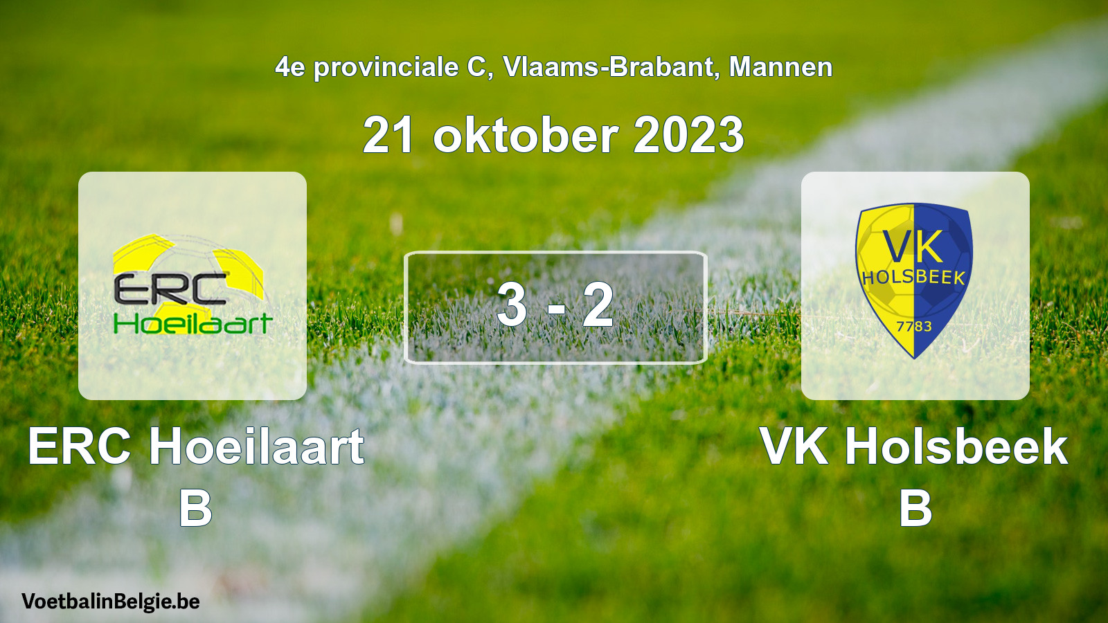 Gespeelde wedstrijd mannenvoetbal: ERC Hoeilaart B - VK Holsbeek B 3 - 2 (21 oktober 2023)