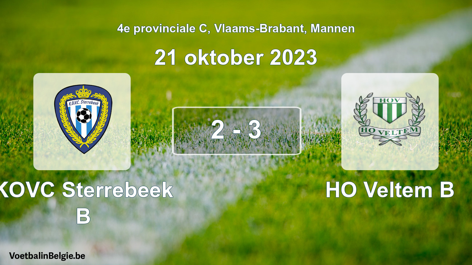 Gespeelde wedstrijd mannenvoetbal: KOVC Sterrebeek B - HO Veltem B 2 - 3 (21 oktober 2023)