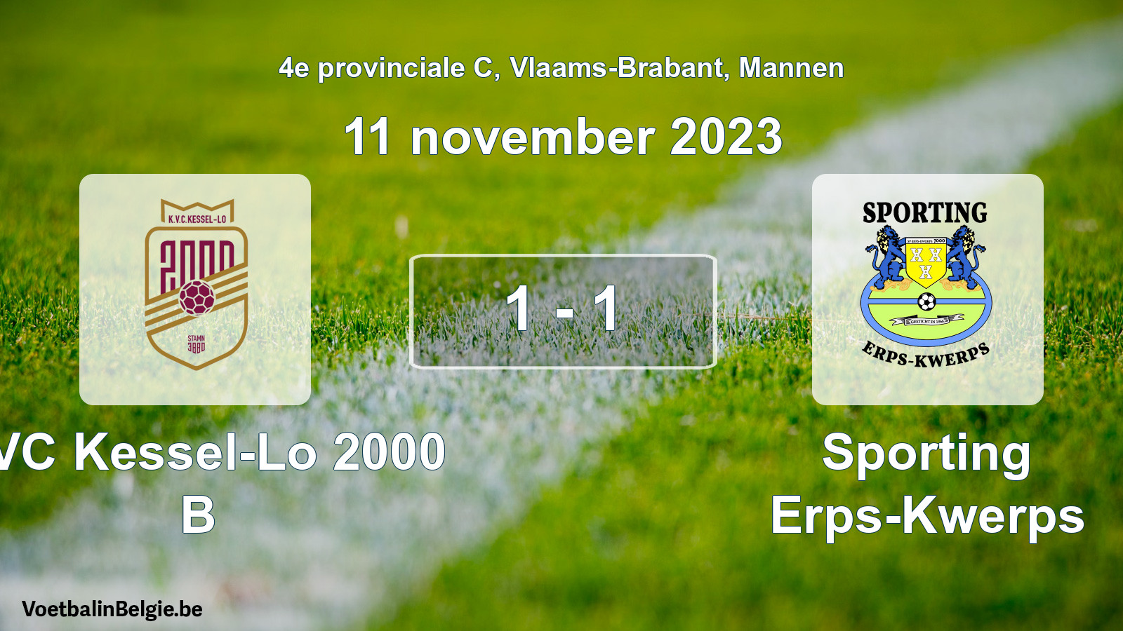 Played match men football: KVC Kessel-Lo 2000 B - Sporting Erps-Kwerps 1 - 1 (11 November 2023)