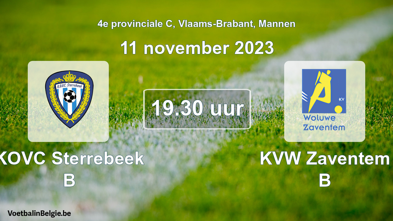 Geplande wedstrijd mannenvoetbal: KOVC Sterrebeek B - KVW Zaventem B (11 november 2023)