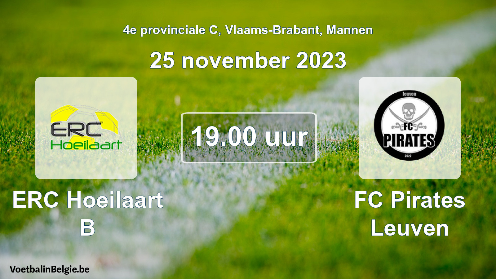 Match prévu football hommes: ERC Hoeilaart B - FC Pirates Leuven (25 novembre 2023)