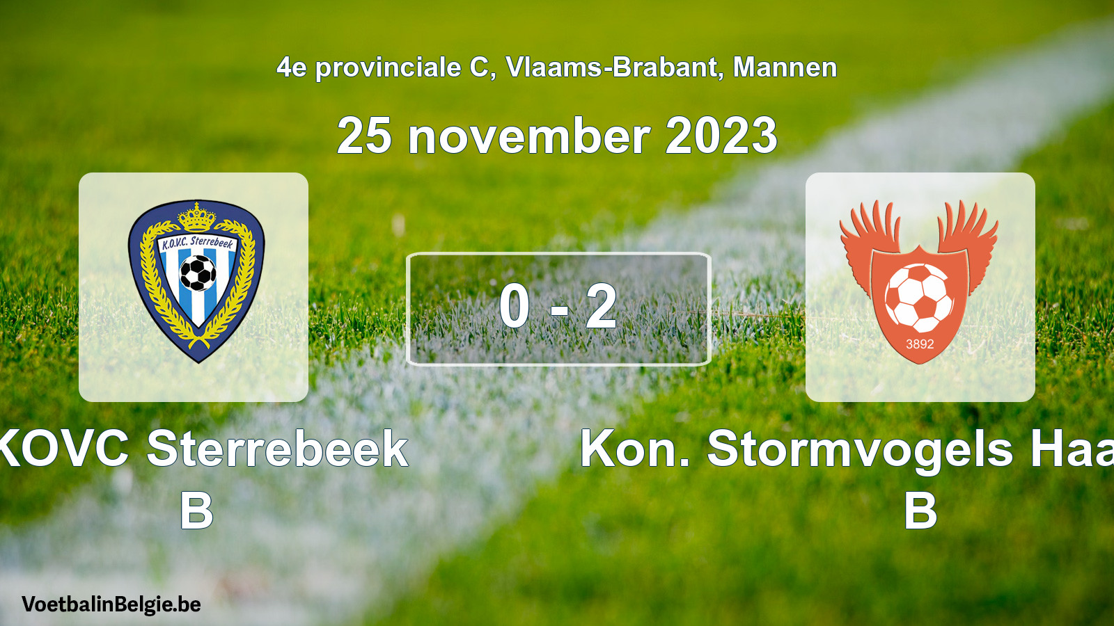Gespeelde wedstrijd mannenvoetbal: KOVC Sterrebeek B - Kon. Stormvogels Haasrode B 0 - 2 (25 november 2023)