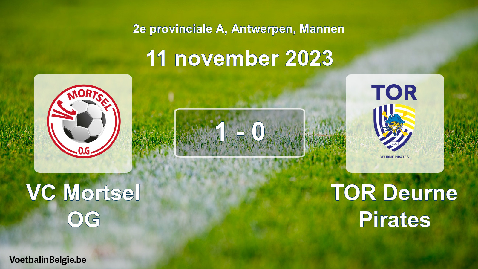 Gespeelde wedstrijd mannenvoetbal: VC Mortsel OG - TOR Deurne Pirates 1 - 0 (11 november 2023)